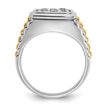 IBGoodman 14k Two-tone Men's Polished and Textured Cluster Ring Mounting — alternate view