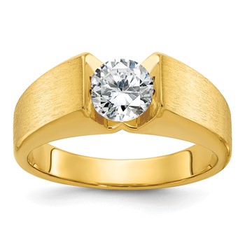 Men's YG Diamond Solitaire Ring with Soft Satin Finish