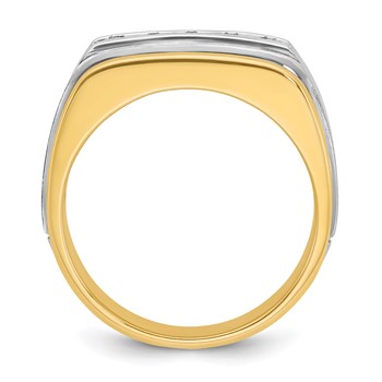 IBGoodman 14k Two-tone Men's Polished Satin and Grooved 5-Stone Ring Mounting — alternate view