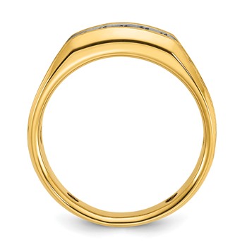 IBGoodman 10k Men's Polished Satin and Grooved 5-Stone Ring Mounting — alternate view