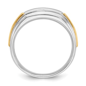 IBGoodman 14k Two-tone Men's Polished and Grooved 5-Stone Ring Mounting — alternate view