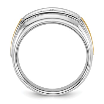 IBGoodman 14k Two-tone Polished Satin and Grooved Five Stone Men's Ring Mounting — alternate view