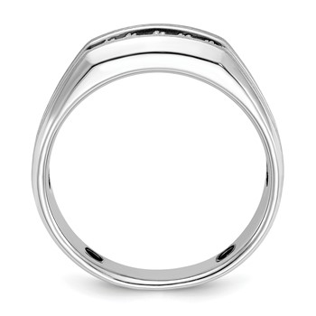 IBGoodman 14k White Gold Polished Satin and Grooved Five Stone Men's Ring Mounting — alternate view