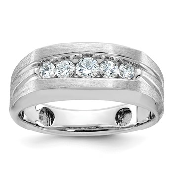 IBGoodman 10k White Gold Men's Polished and Brushed 5-Stone 1/2 Carat A Quality Diamond Ring