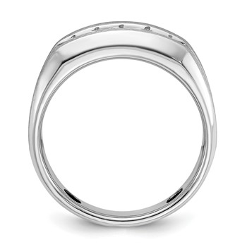 IBGoodman 14k White Gold Satin and Grooved Five Stone Men's Ring Mounting — alternate view