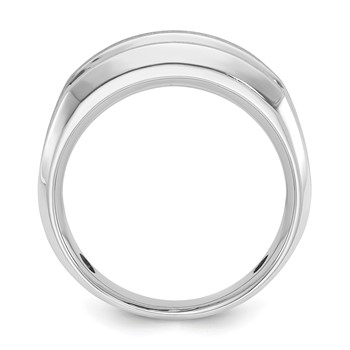 IBGoodman 14k White Gold Men's Polished Satin and Grooved 5-Stone Ring Mounting — alternate view