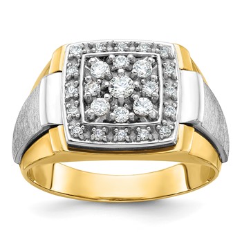 10k Two-tone IBGoodman Men's Polished and Satin Ring Mounting
