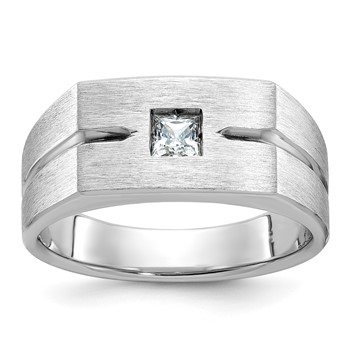 IB Goodman 14k White Gold Mens Polished and Satin Diamond Ring Mounting