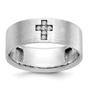 IB Goodman 14k White Gold Satin Cross Mens Ring Mounting