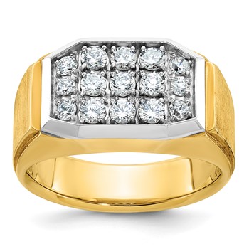 10k IBGoodman Men's Polished and Satin Cluster Ring Mounting
