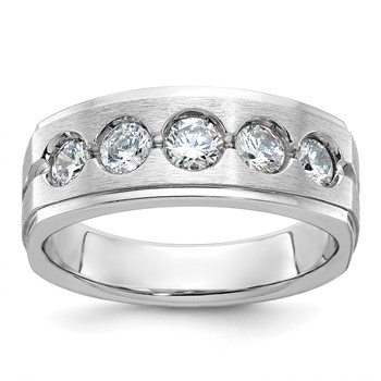 IB Goodman 14k White Gold Mens Polished and Satin Diamond Ring Mounting