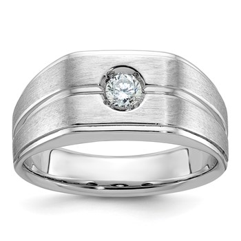IB Goodman 14k White Gold Mens Polished and Satin Diamond Ring Mounting