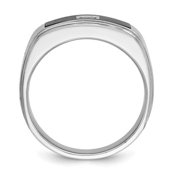 IBGoodman 14k White Gold Men's Polished Satin and Grooved Ring Mounting — alternate view