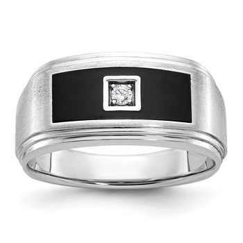IBGoodman 14k White Gold Men's Polished Satin and Grooved Ring Mounting