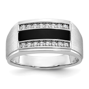 IBGoodman 10k White Gold Men's Polished and Satin Gemstone Ring Mounting