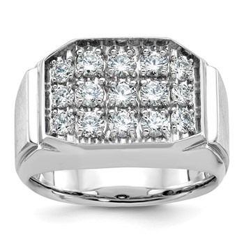 IB Goodman 14k White Gold Mens Polished and Satin Cluster Ring Mounting