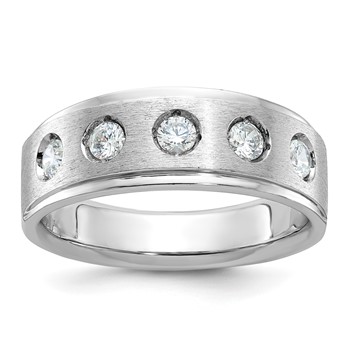 IB Goodman 14k White Gold Mens Polished and Satin Diamond Ring Mounting