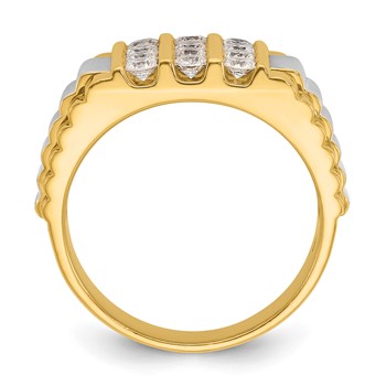 IB Goodman 14k Two-tone Mens Polished and Textured 3-Row Ring Mounting — alternate view