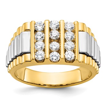 IB Goodman 14k Two-tone Mens Polished and Textured 3-Row Ring Mounting