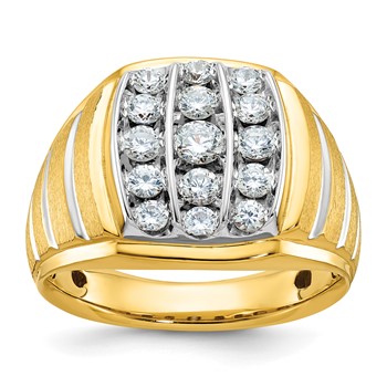 10k Two-tone IBGoodman Men's Polished Satin & Grooved Ring Mounting