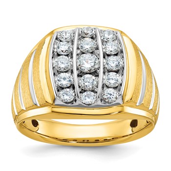 IB Goodman 14k Two-tone Mens Polished Satin and Grooved Cluster Ring Mounting