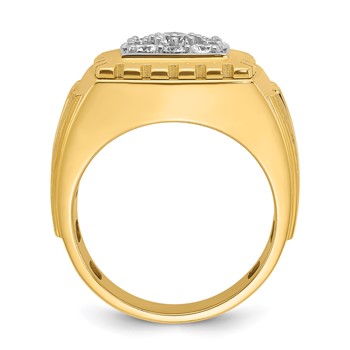 IBGoodman 14k Two-tone Men's Polished Satin and Grooved Cluster Ring Mounting — alternate view