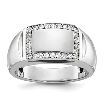 IB Goodman 14k White Gold Polished Rectangle Mens Signet Ring Mounting