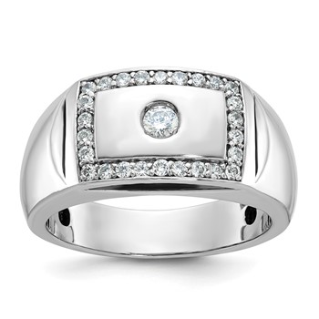 IBGoodman 10k White Gold Men's Polished and Cut-Out Ring Mounting