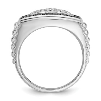 IBGoodman 14k White Gold Men's Polished and Textured Cluster Ring Mounting — alternate view