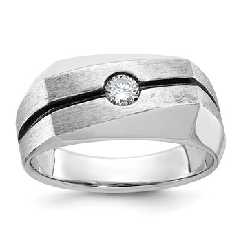 IB Goodman 14k White Gold Mens Polished and Satin Diamond Ring Mounting