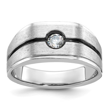 IB Goodman 14k White Gold Mens Polished and Satin Diamond Ring Mounting