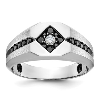 IBGoodman 14k White Gold Men's Polished Satin and Grooved Ring Mounting