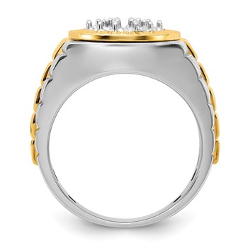 IB Goodman 14k Two-tone Mens Polished Satin and Textured Cluster Ring Mounting — alternate view