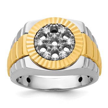 IB Goodman 14k Two-tone Mens Polished Satin and Textured Cluster Ring Mounting