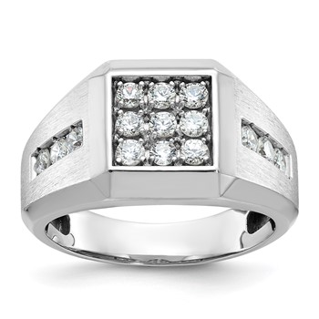 IBGoodman 10k White Gold Men's Polished and Satin Square Cluster Ring Mounting
