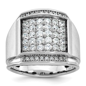 IB Goodman 14k White Gold Mens Polished and Satin Cluster Ring Mounting
