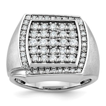 IB Goodman 14k White Gold Mens Polished and Satin Cluster Ring Mounting