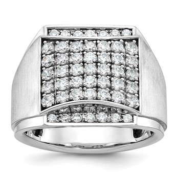 IB Goodman 14k White Gold Mens Polished and Satin Cluster Ring Mounting