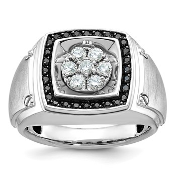 IBGoodman 10k White Gold Men's Polished and Satin Halo Cluster Ring Mounting