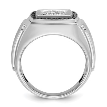 IBGoodman 14k White Gold Men's Polished and Satin Halo Cluster Ring Mounting — alternate view