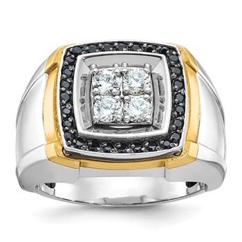 10k Two-tone IBGoodman Men's Polished Square Cluster Ring Mounting