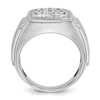 IB Goodman 14k White Gold Mens Polished and Satin Square Cluster Halo Ring Mounting — alternate view