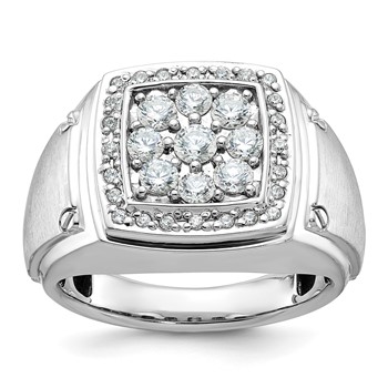 IB Goodman 14k White Gold Mens Polished and Satin Square Cluster Halo Ring Mounting