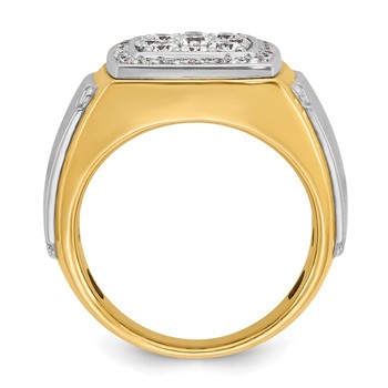 IB Goodman 14k Two-tone Mens Polished and Satin Square Cluster Halo Ring Mounting — alternate view