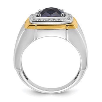 IBGoodman 14k Two-tone Men's Polished Gemstone and Diamond Ring Mounting — alternate view