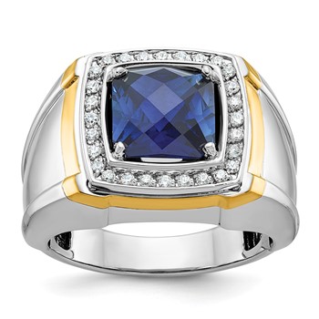 IBGoodman 14k Two-tone Men's Polished Gemstone and Diamond Ring Mounting