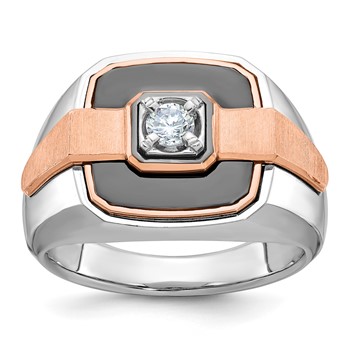 IB Goodman 14k White and Rose Gold Mens Polished and Satin Ring Mounting
