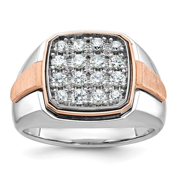 IBGoodman 10k White and Rose Gold Men's Polished and Satin Cluster Ring Mounting