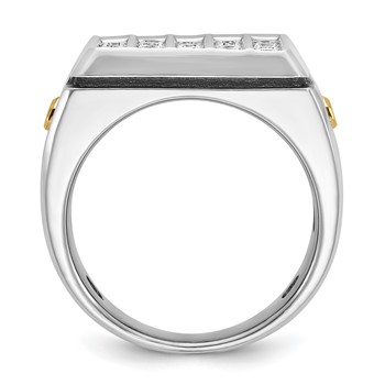 IBGoodman 14k Two-tone Men's Polished and Grooved 5-Row Cluster Ring Mounting — alternate view