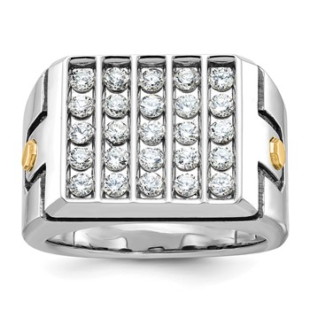 IBGoodman 10k Two-tone Men's Polished and Grooved 5-Row Cluster Ring Mounting